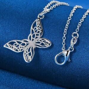 925 Sterling Silver Butterfly Necklace Boho Women's Valentine's Birthday Gift